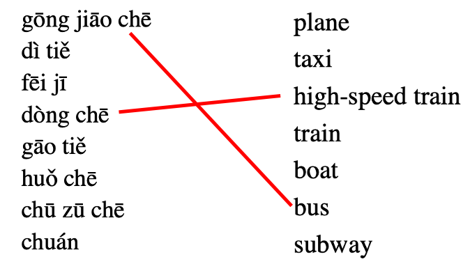 Vocabulary Exercise 2: Match each word with its meaning (student annotations shown in red)